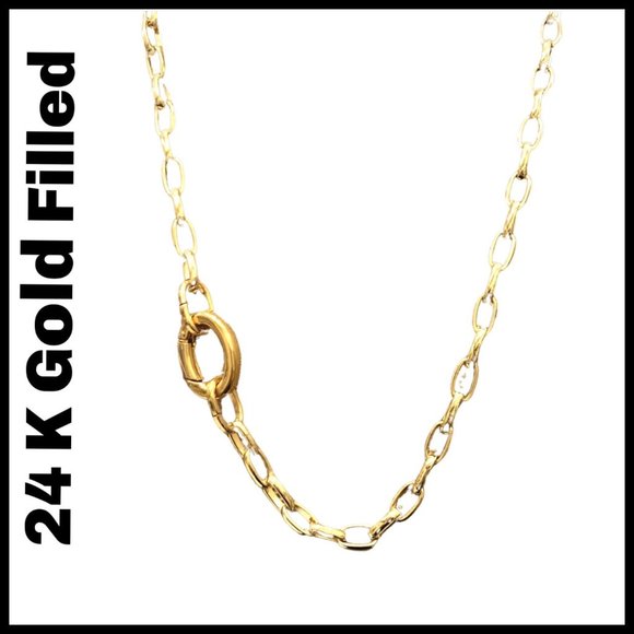 Thick Gold Filled 14 K necklace / Rolo Chain/ 24” - Picture 1 of 3